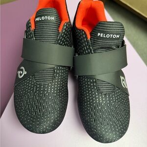Peloton Black and Orange Sneakers with Velcro Closure